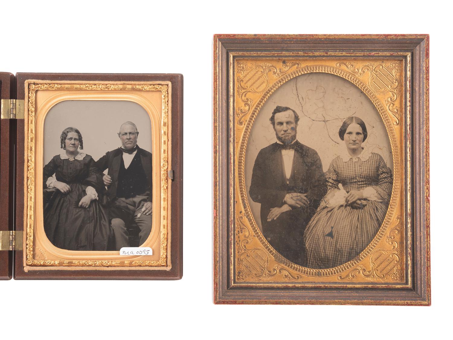 [EARLY PHOTOG]. 17 cased images of husbands and wives, incl. work by SILAS SELLECK, San Francisco.