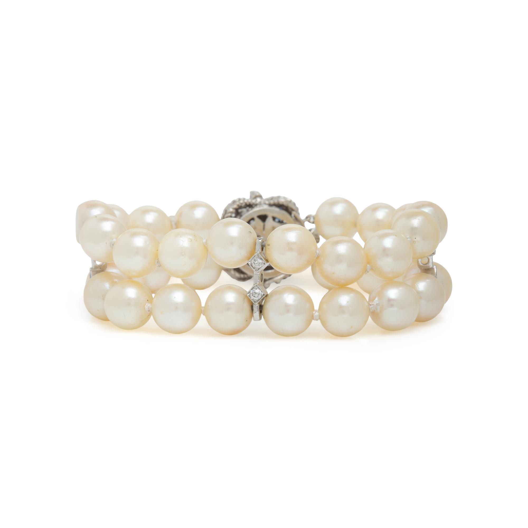 Cultured Pearl, Diamond, and Sapphire Bracelet