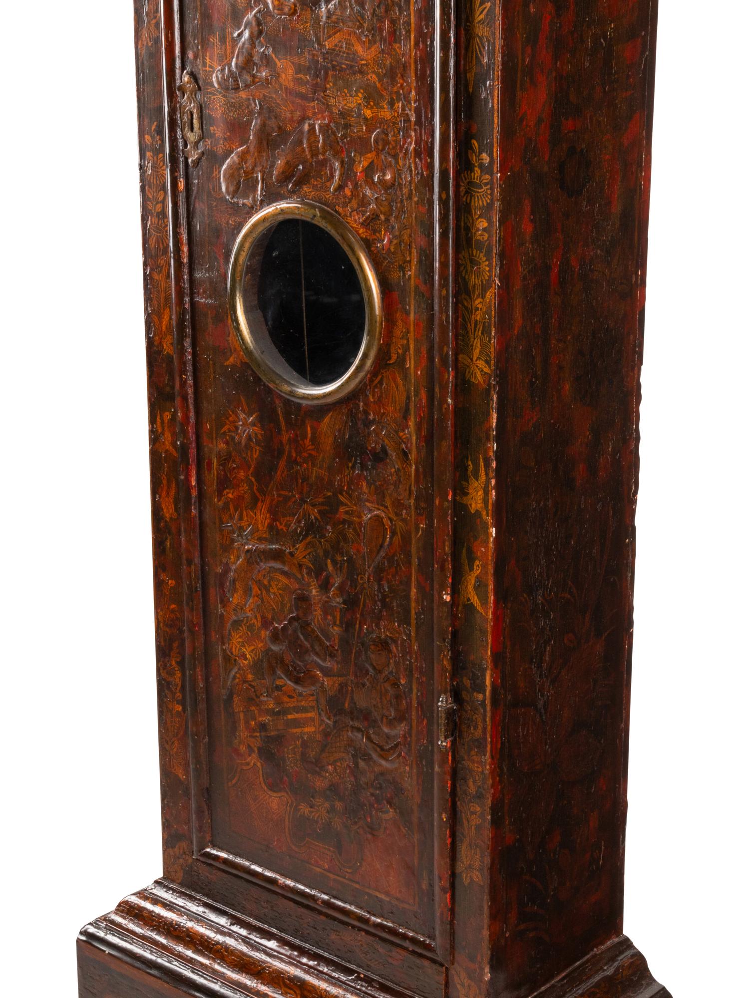 A George III Japanned Tall Case Clock