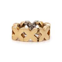 TIFFANY & CO., YELLOW GOLD, PLATINUM AND DIAMOND 'X' RING