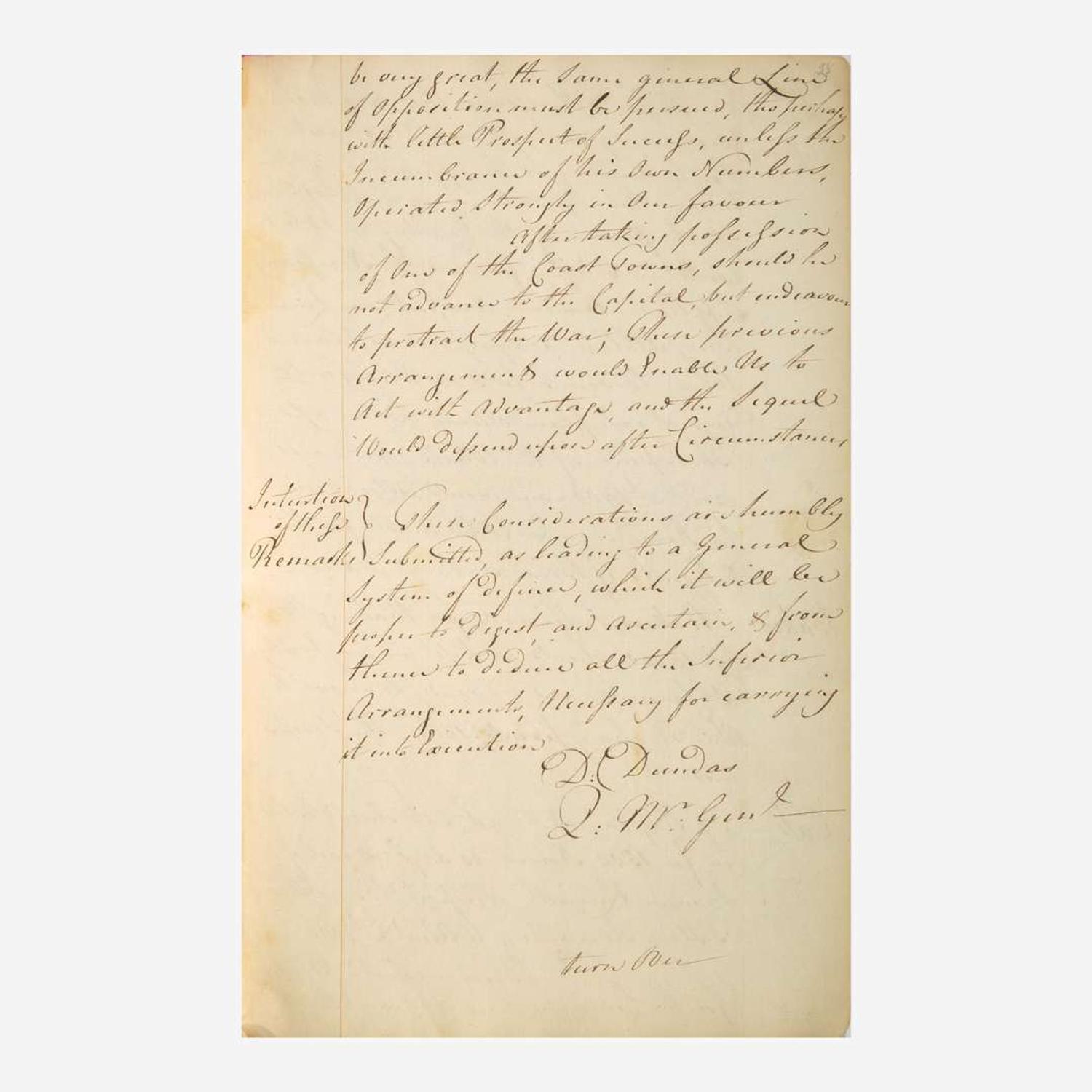 [American Revolution] [Clinton, Henry] (Dundas, David) Plan of Defence for Ireland