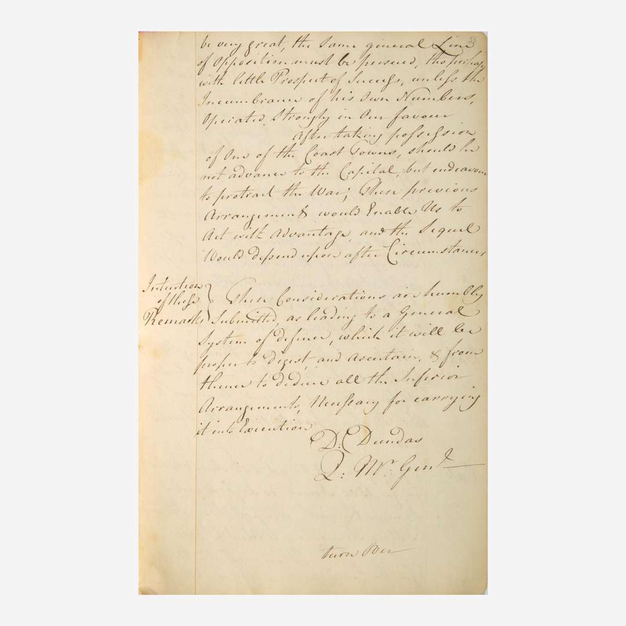 [American Revolution] [Clinton, Henry] (Dundas, David) Plan of Defence for Ireland