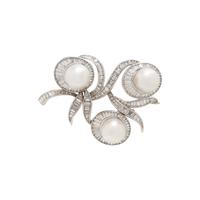 CULTURED SOUTH SEA PEARL AND DIAMOND BROOCH