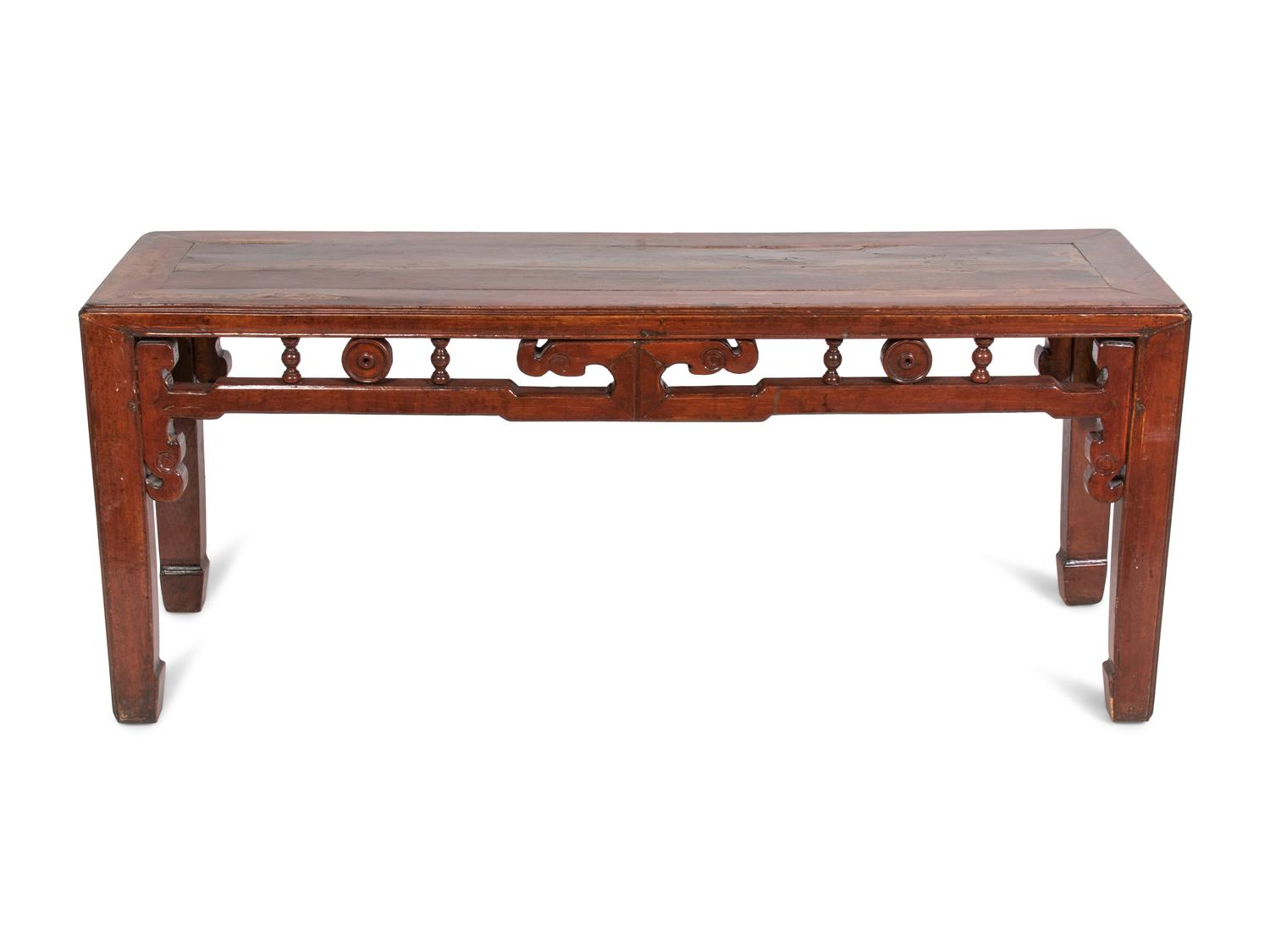 A Chinese Export Hardwood Bench