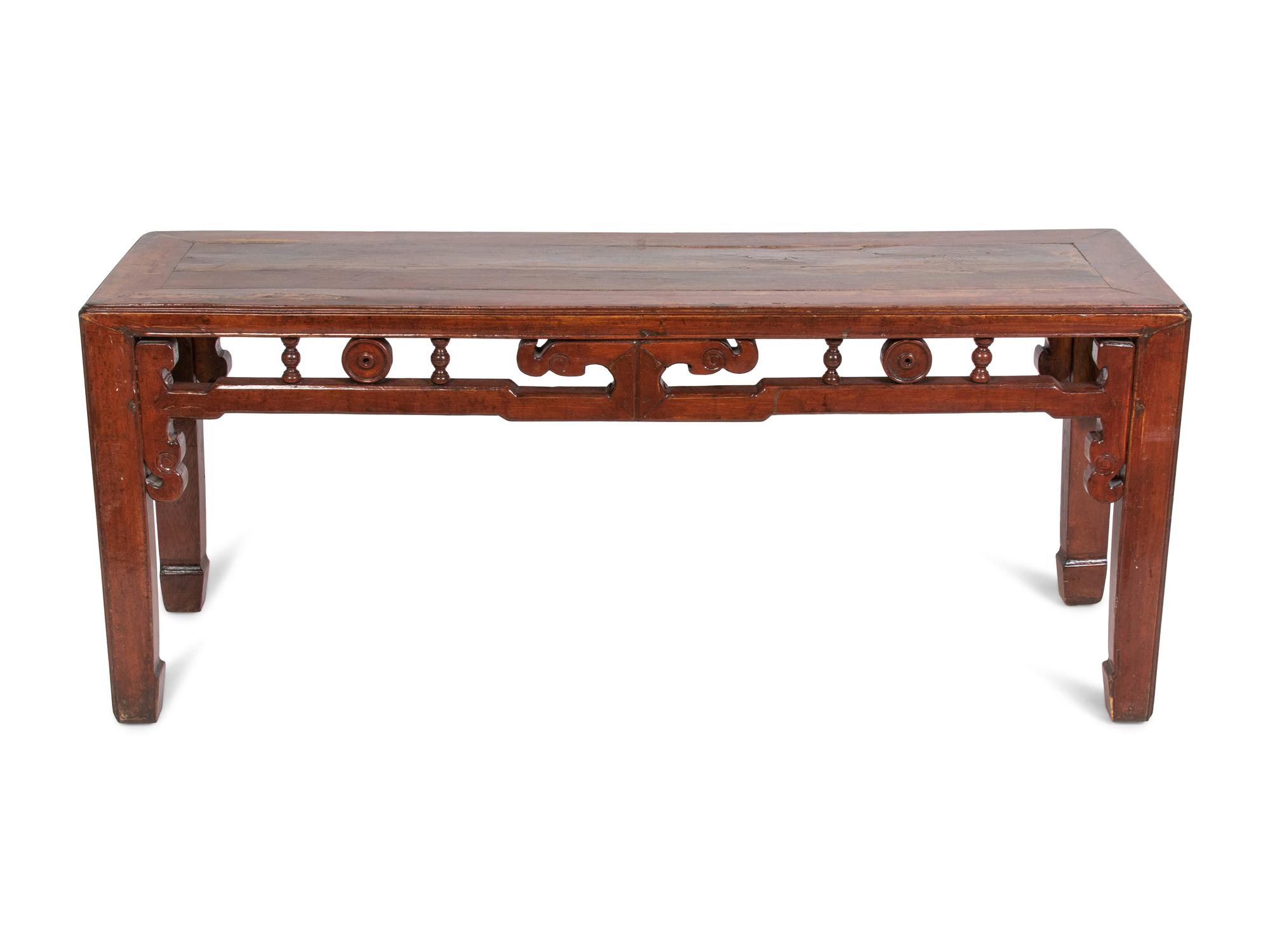 A Chinese Export Hardwood Bench