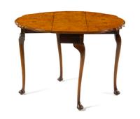 A George III Style Birdseye Maple Drop-Leaf Side Table Height 22 1/4 x width 24 1/4 x depth 10 1/4 inches (closed). — 19TH CENTURY