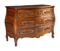 A Louis XV Style Walnut Bombe Commode