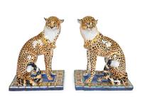 A Pair of Glazed Terracotta Figure of Cheetahs — 20TH CENTURY