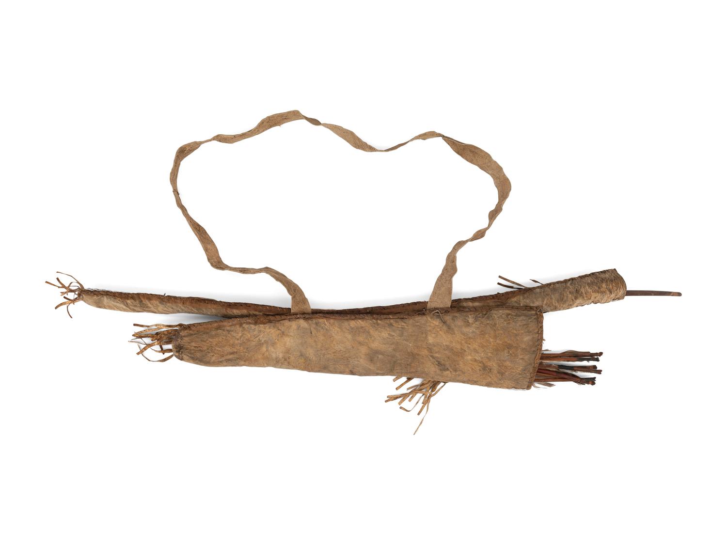 Sioux Beaded Hide Bowcase and Quiver, with Bow and Arrows