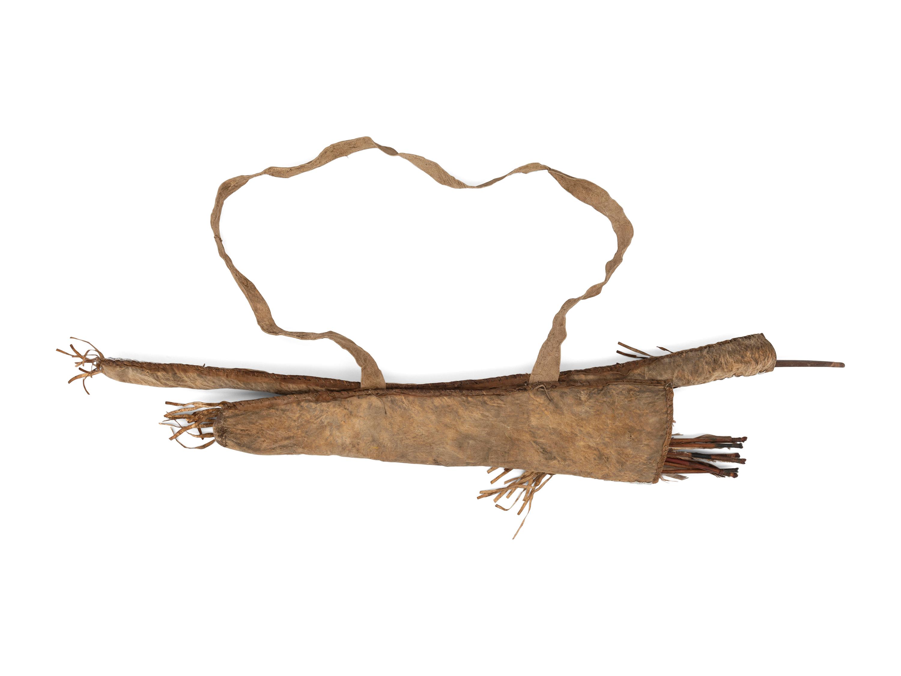 Sioux Beaded Hide Bowcase and Quiver, with Bow and Arrows