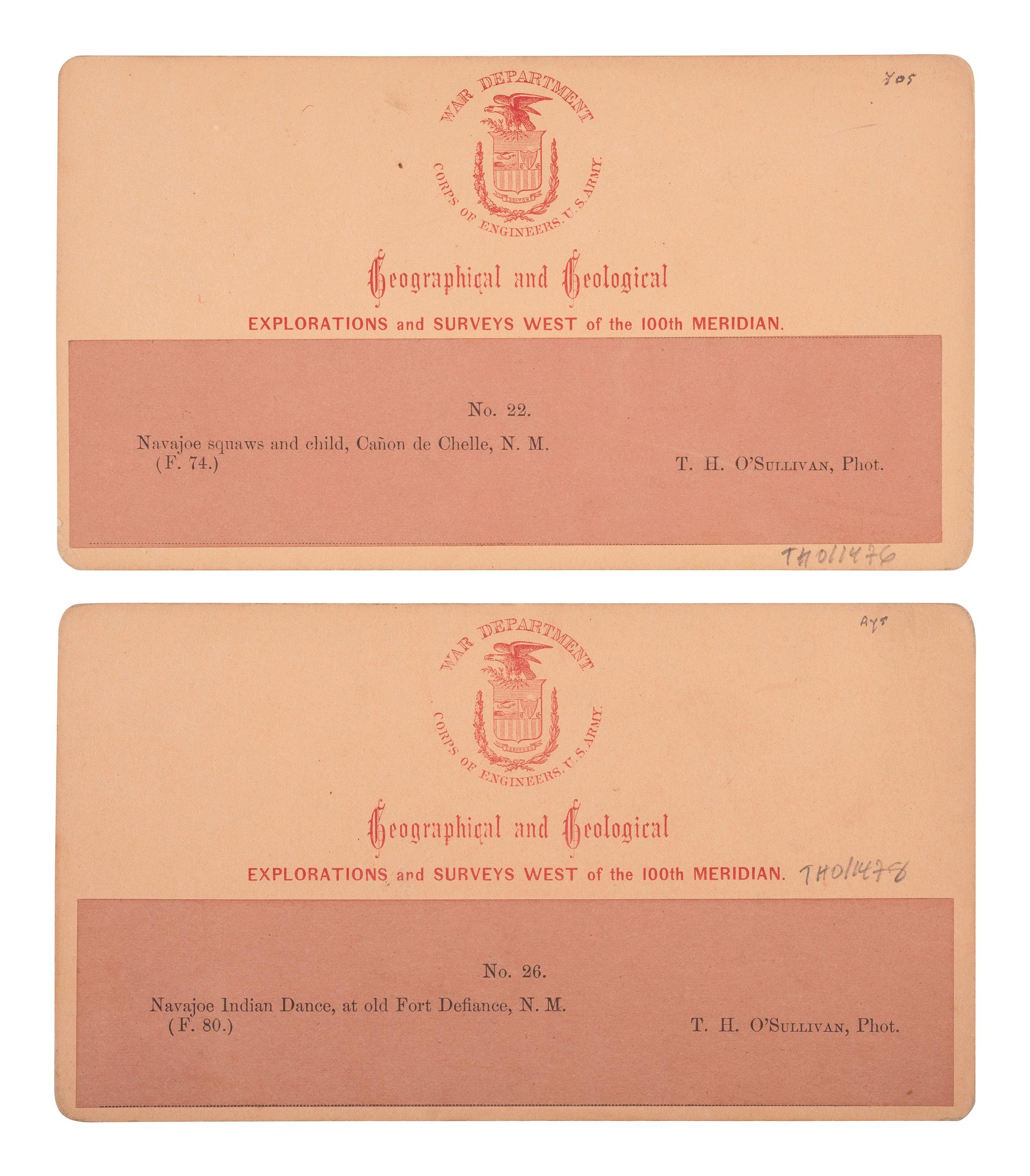 [NATIVE AMERICANS]. O'SULLIVAN, Timothy, photog. 2 Wheeler Expedition stereoviews of SW subjects.