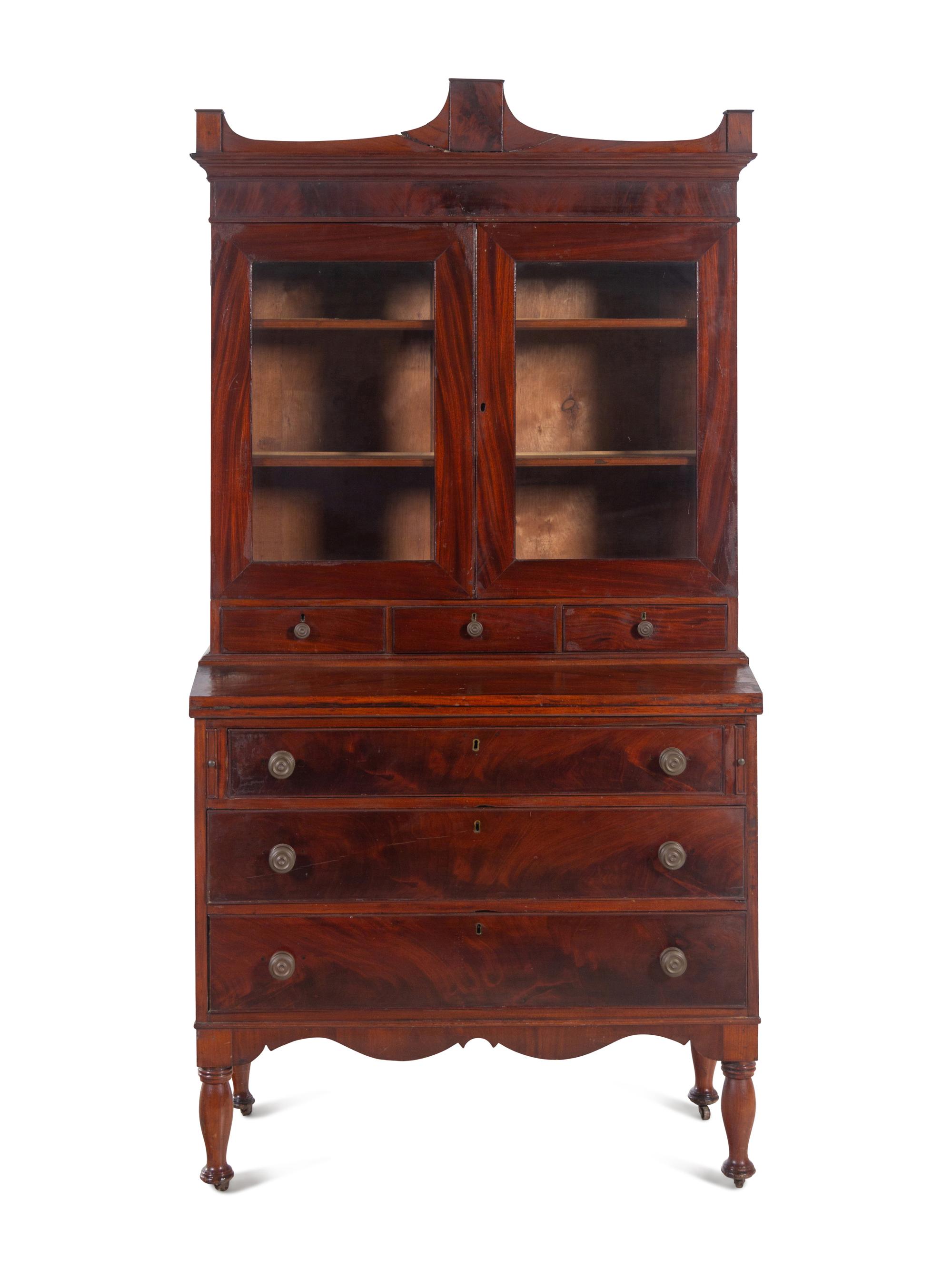 A Federal Style Mahogany Secretary Bookcase