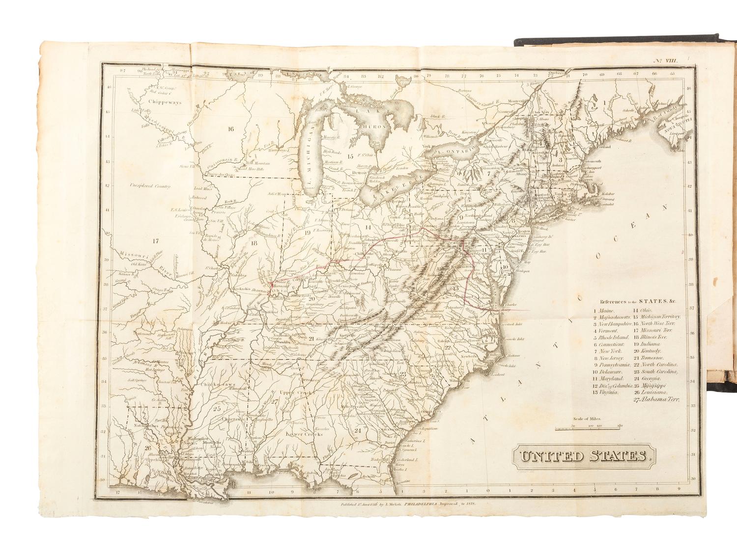American Immigration & Guide Books BIRKBECK, Morris (1764-1825). Letters from Illinois . Philadelphia: M. Carey and Son, 1818.