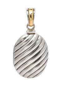 A Sterling Silver and 18 Karat Yellow Gold Oval 'Cable' Locket, David Yurman, 21.50 dwts.