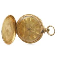 18 karat gold key-wind hunting case pocket watch Gabriel D. Clark, Baltimore, MD, first half 19th century