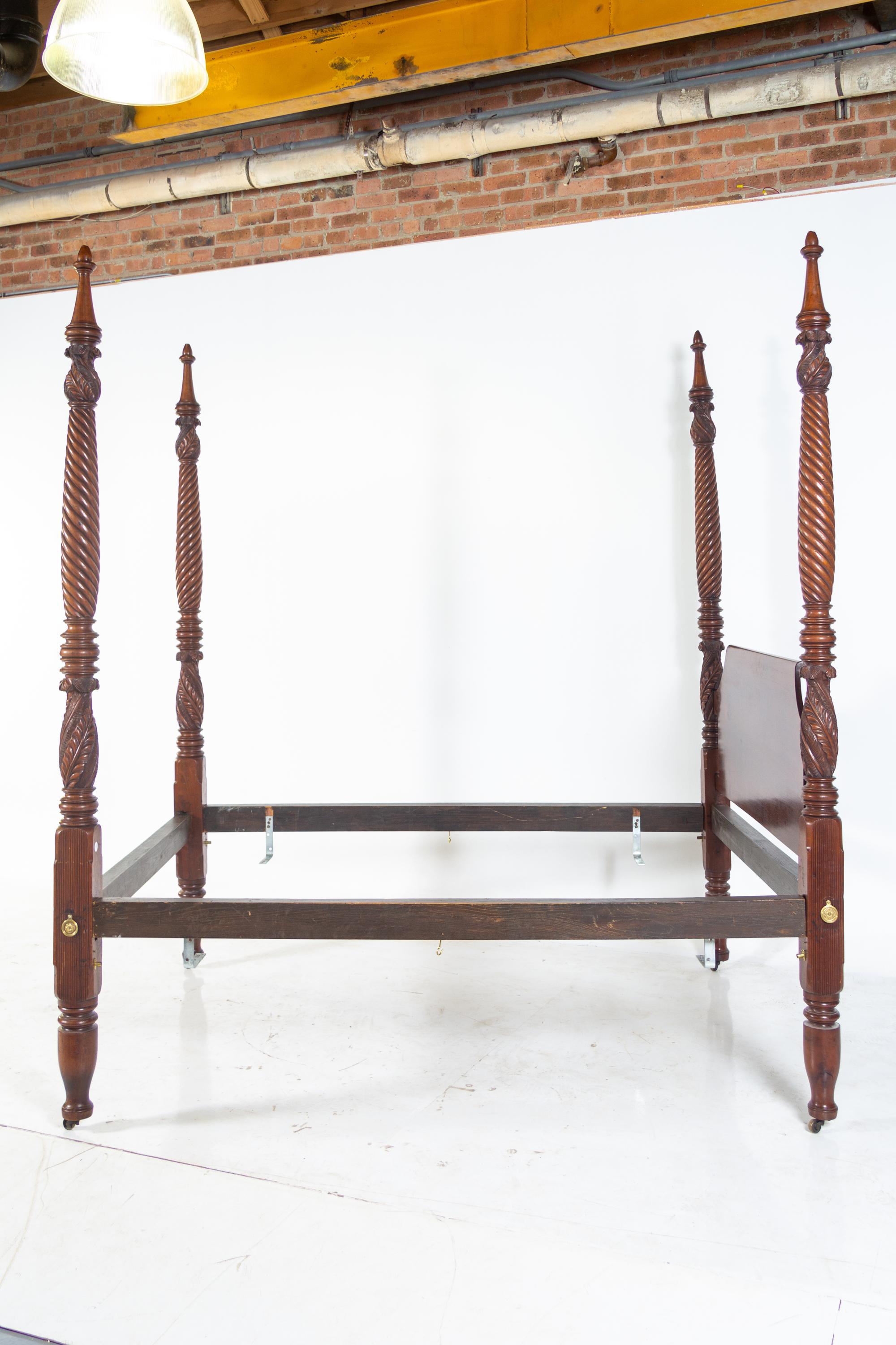 A Classical Carved Mahogany Four-Post Tester Bed