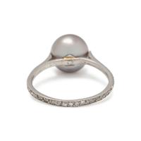 TIFFANY & CO., NATURAL GRAY PEARL AND DIAMOND RING