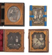 [EARLY PHOTOGRAPHY]. 28 sixth plate daguerreotypes featuring pairs of female subjects.