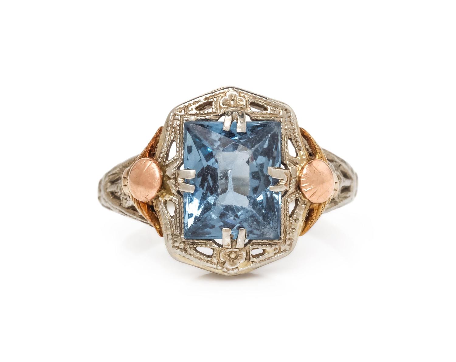 ANTIQUE, SYNTHETIC BLUE SPINEL RING