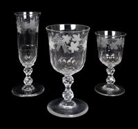 A Cut and Etched Glass Part Stemware Service — 20TH CENTURY
