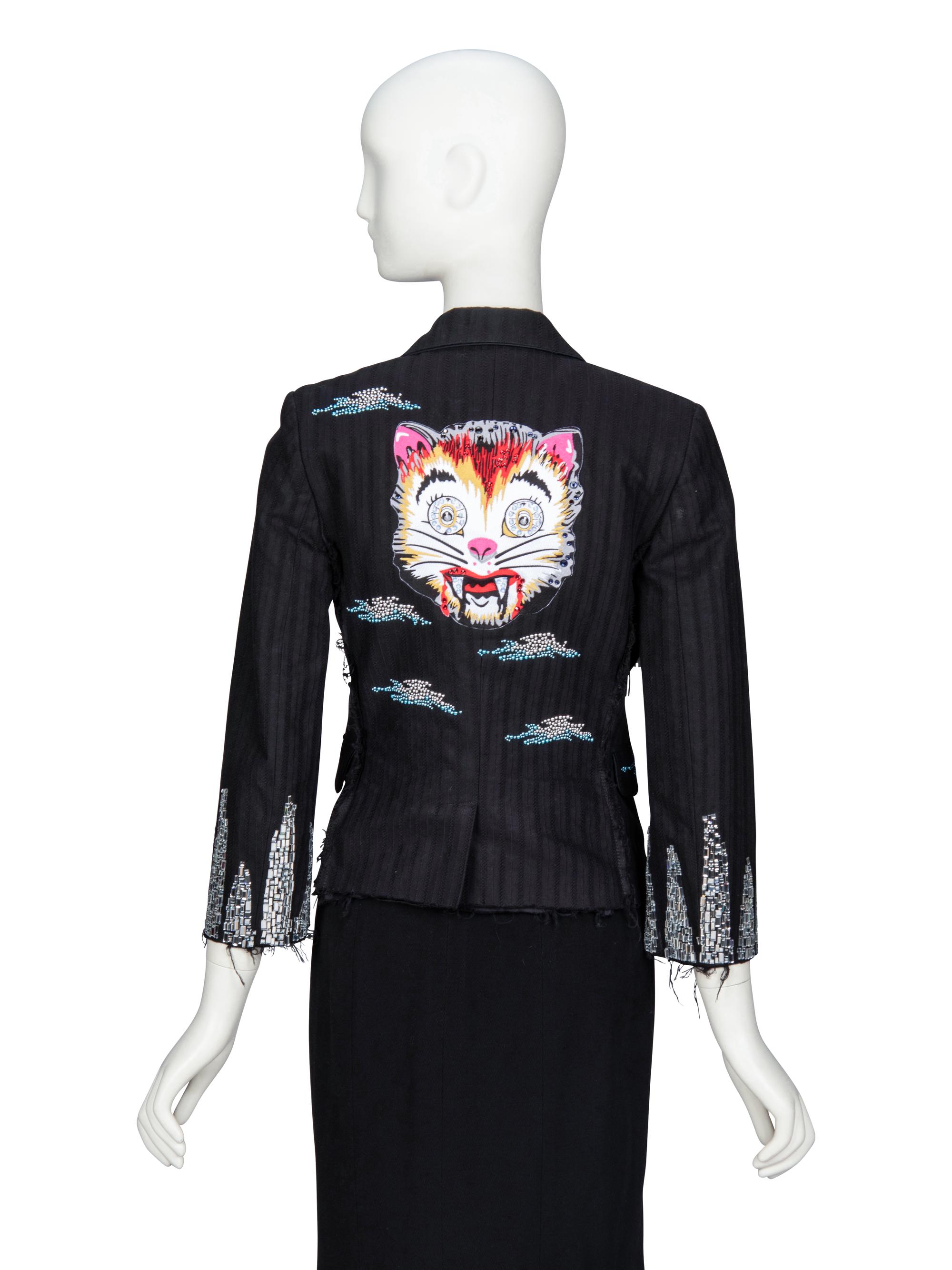 LIBERTINE, EMBELLISHED DISTRESSED SKULL BLAZER