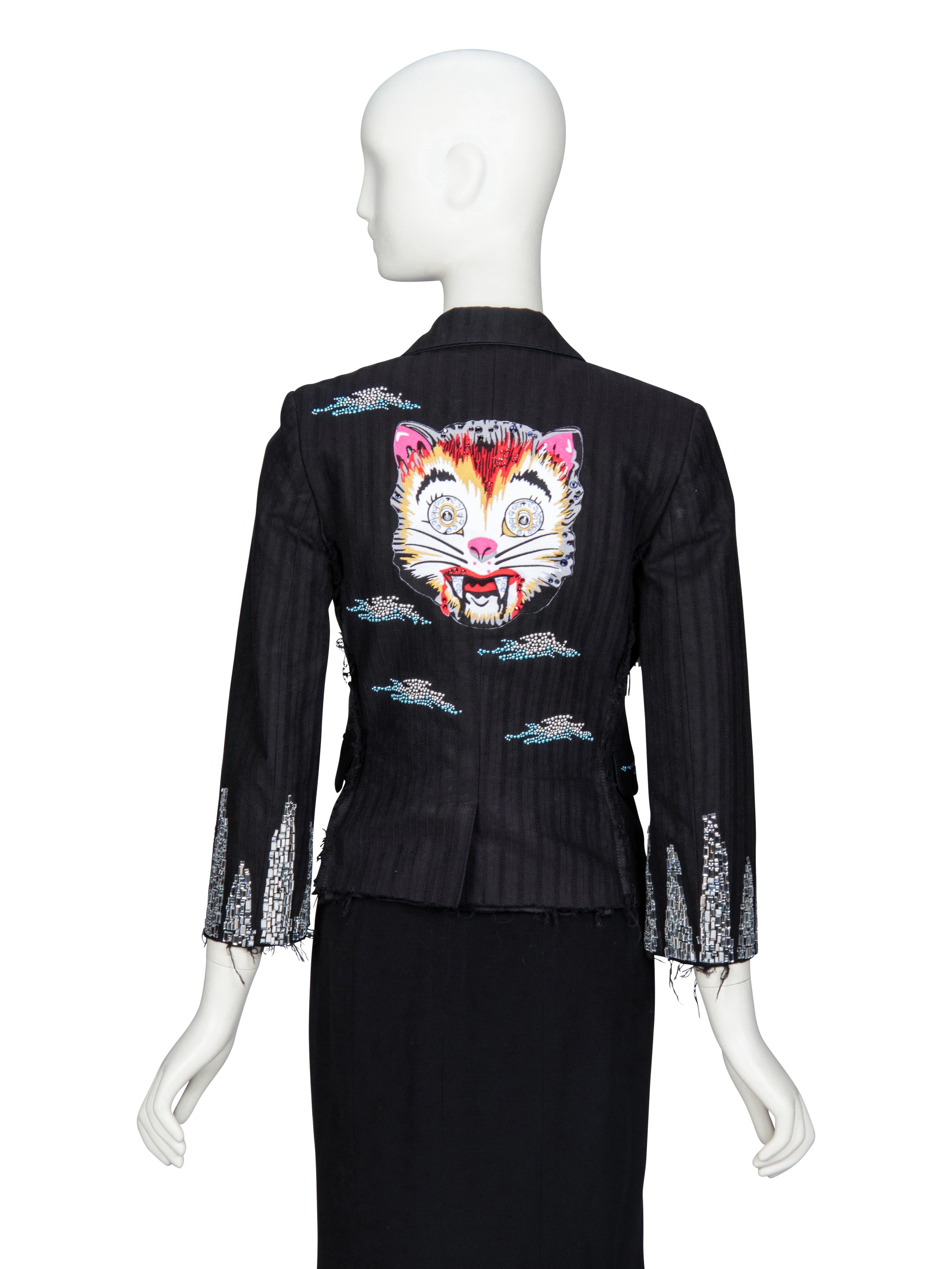 LIBERTINE, EMBELLISHED DISTRESSED SKULL BLAZER