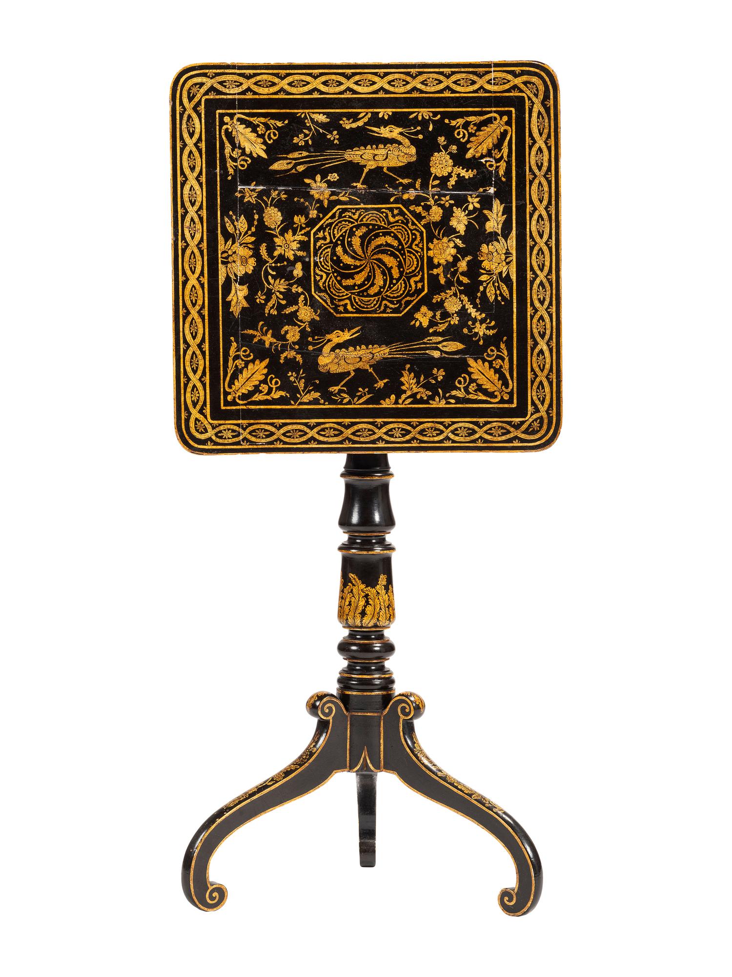 An English Penwork Tilt-Top Table
