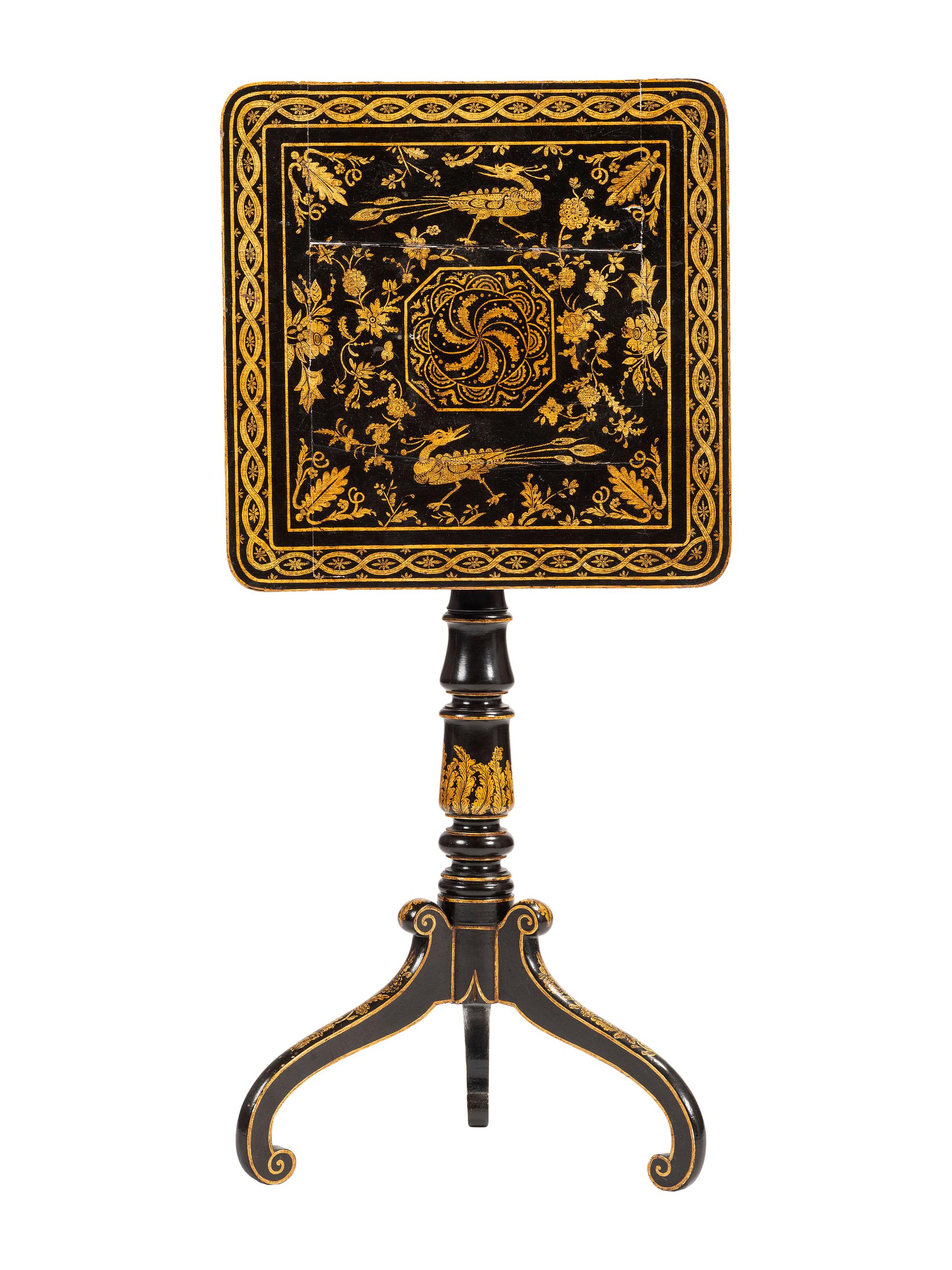 An English Penwork Tilt-Top Table