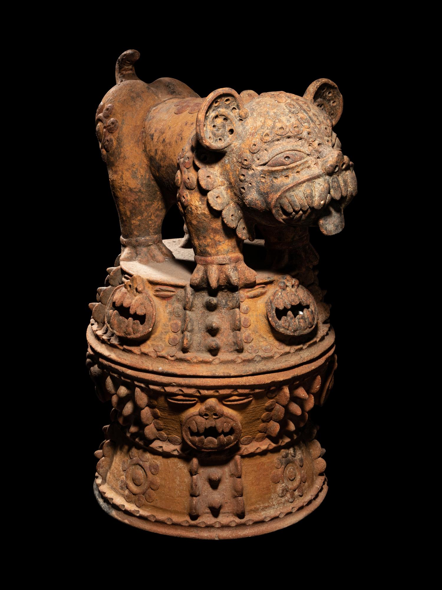 A Maya Red-Ware Jaguar Incensario