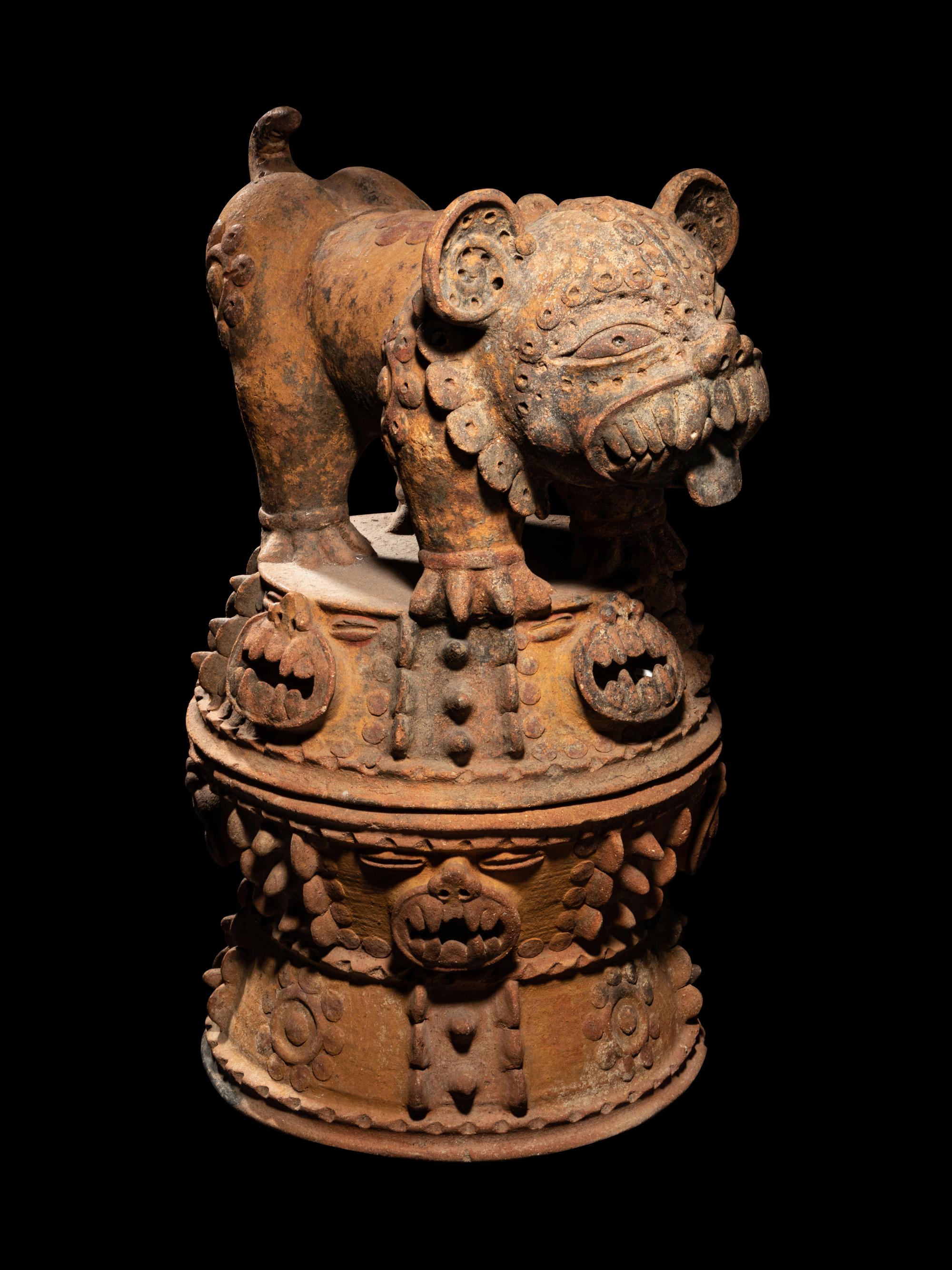 A Maya Red-Ware Jaguar Incensario
