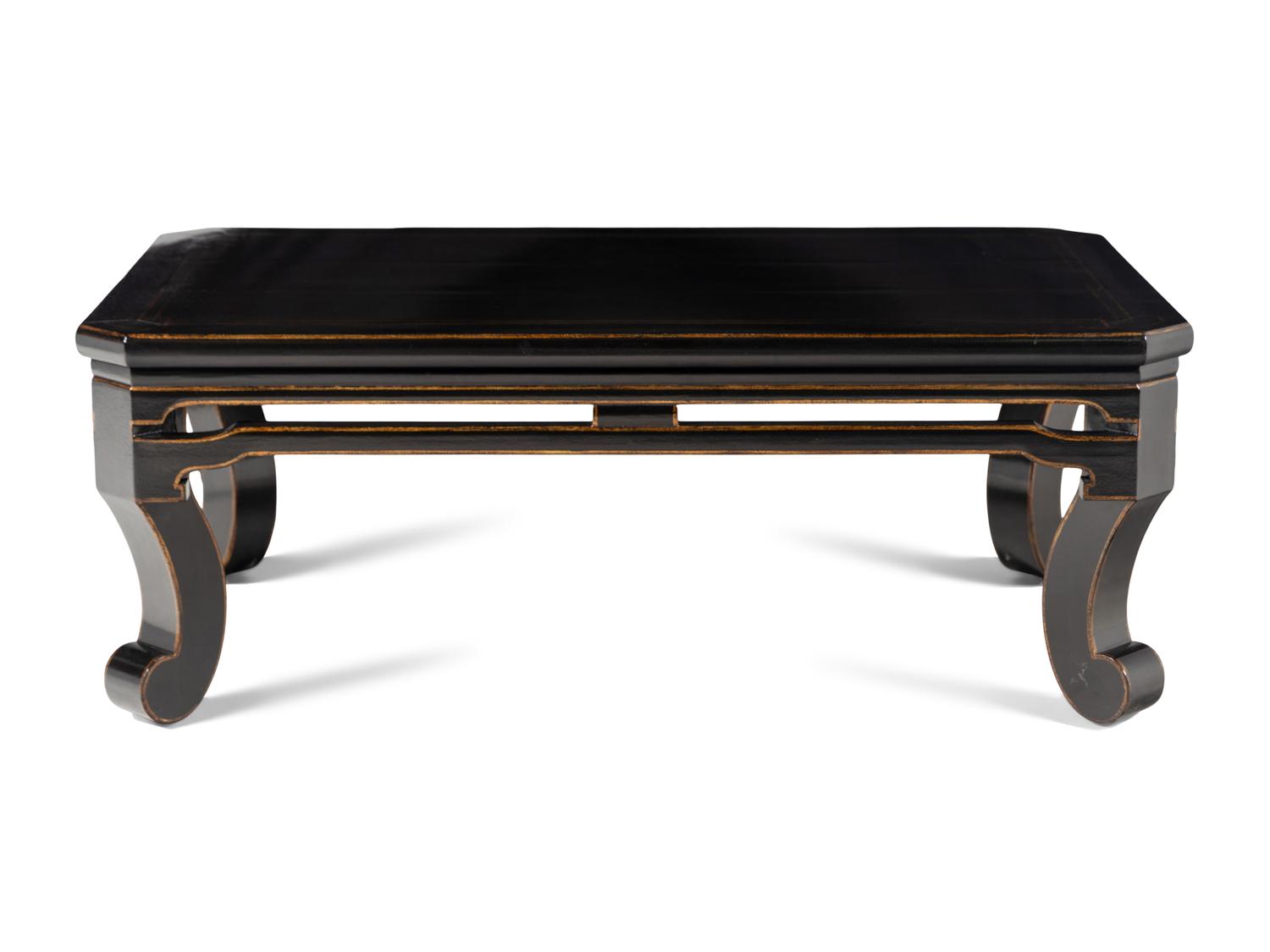 A Contemporary Black Lacquered and Parcel Gilt Low Table
