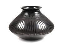 Mata Ortiz Blackware Vase Height 8 1/2 x diameter 11 1/2 inches