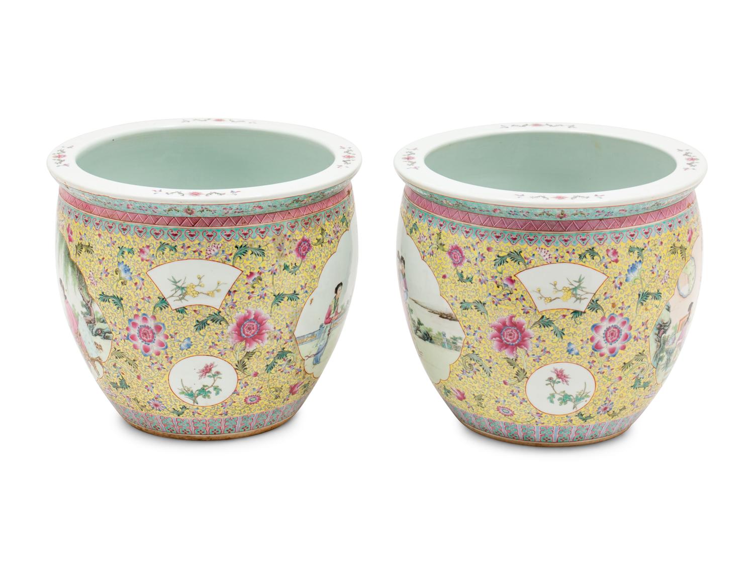 A Pair of Chinese Porcelain Planters