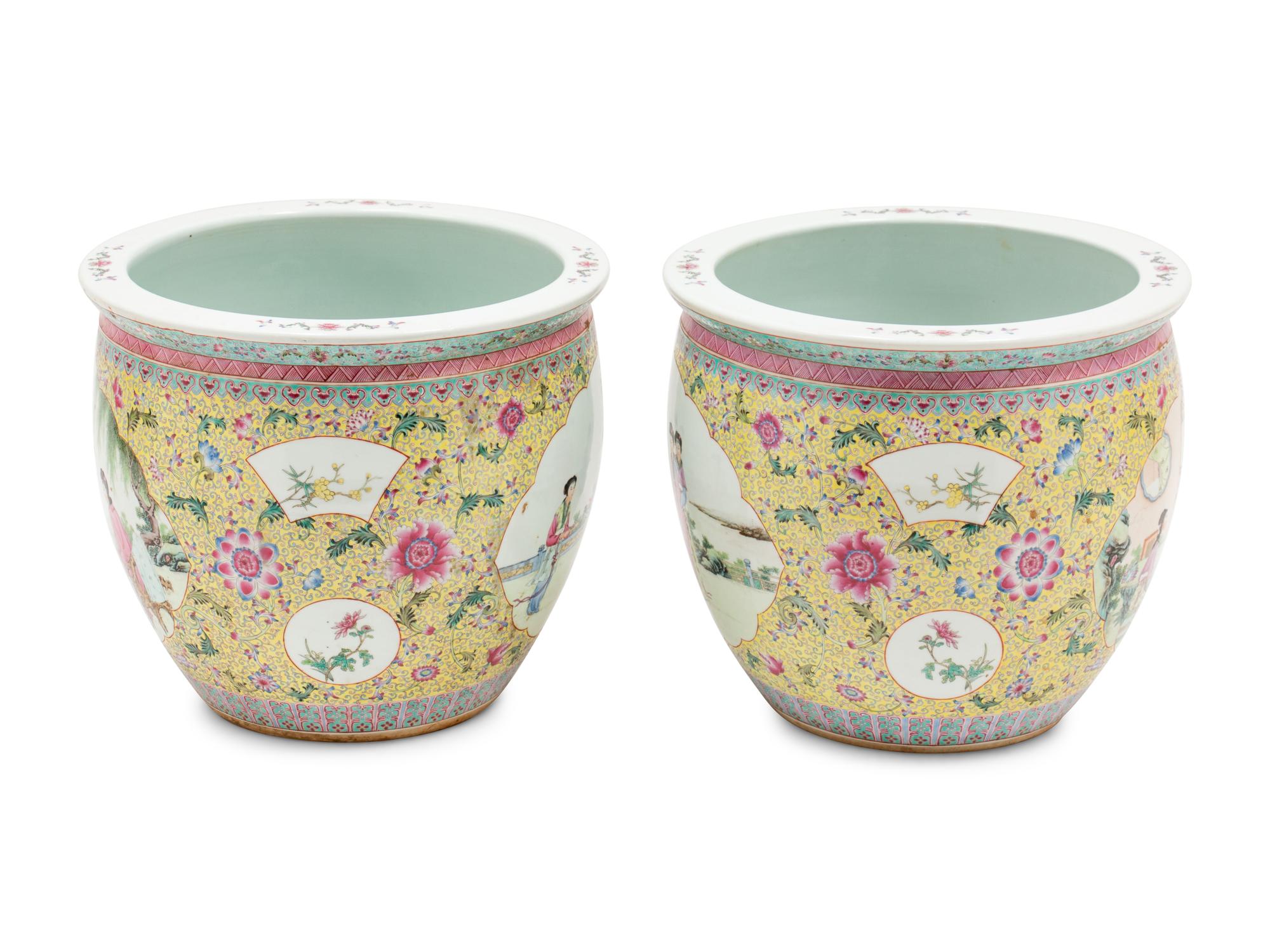 A Pair of Chinese Porcelain Planters