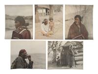[NATIVE AMERICANS]. 8 photographs, incl. cyanotype of Native Americans attributed to Edward CURTIS.