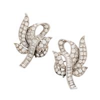 Diamond, Cultured Pearl, and Platinum Earrings
