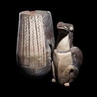 A Chancay Bichrome Bird Effigy Vessel