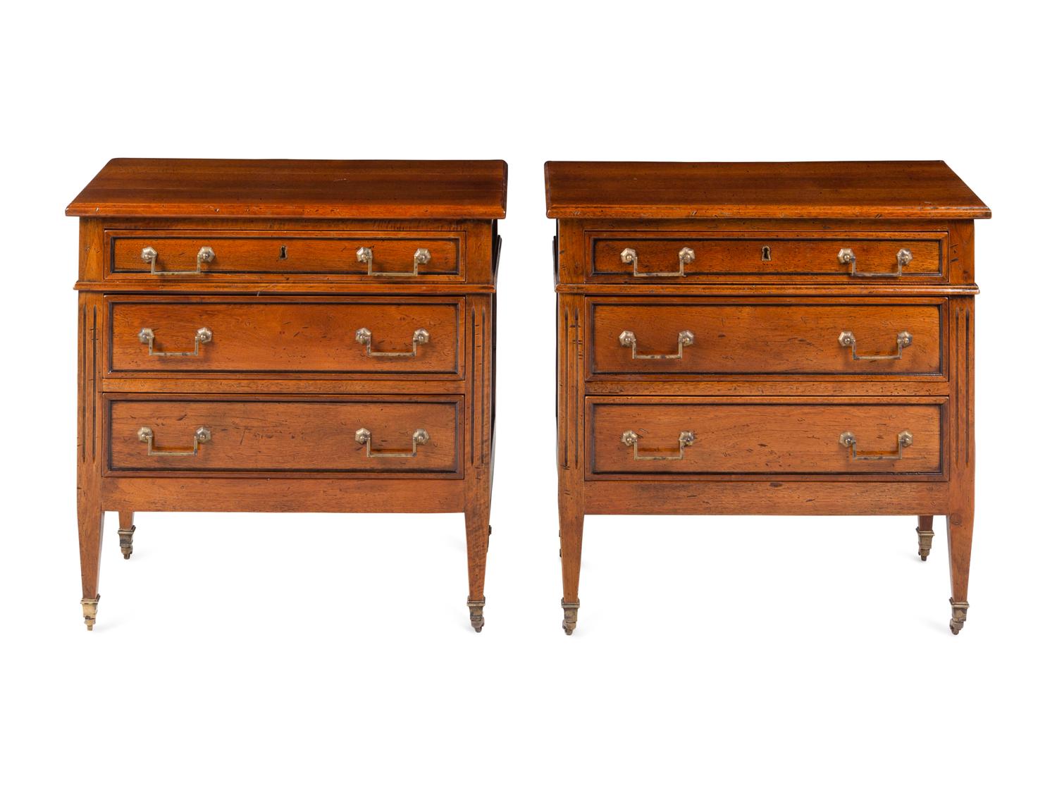 A Pair of Directoire Style Walnut Small Commodes