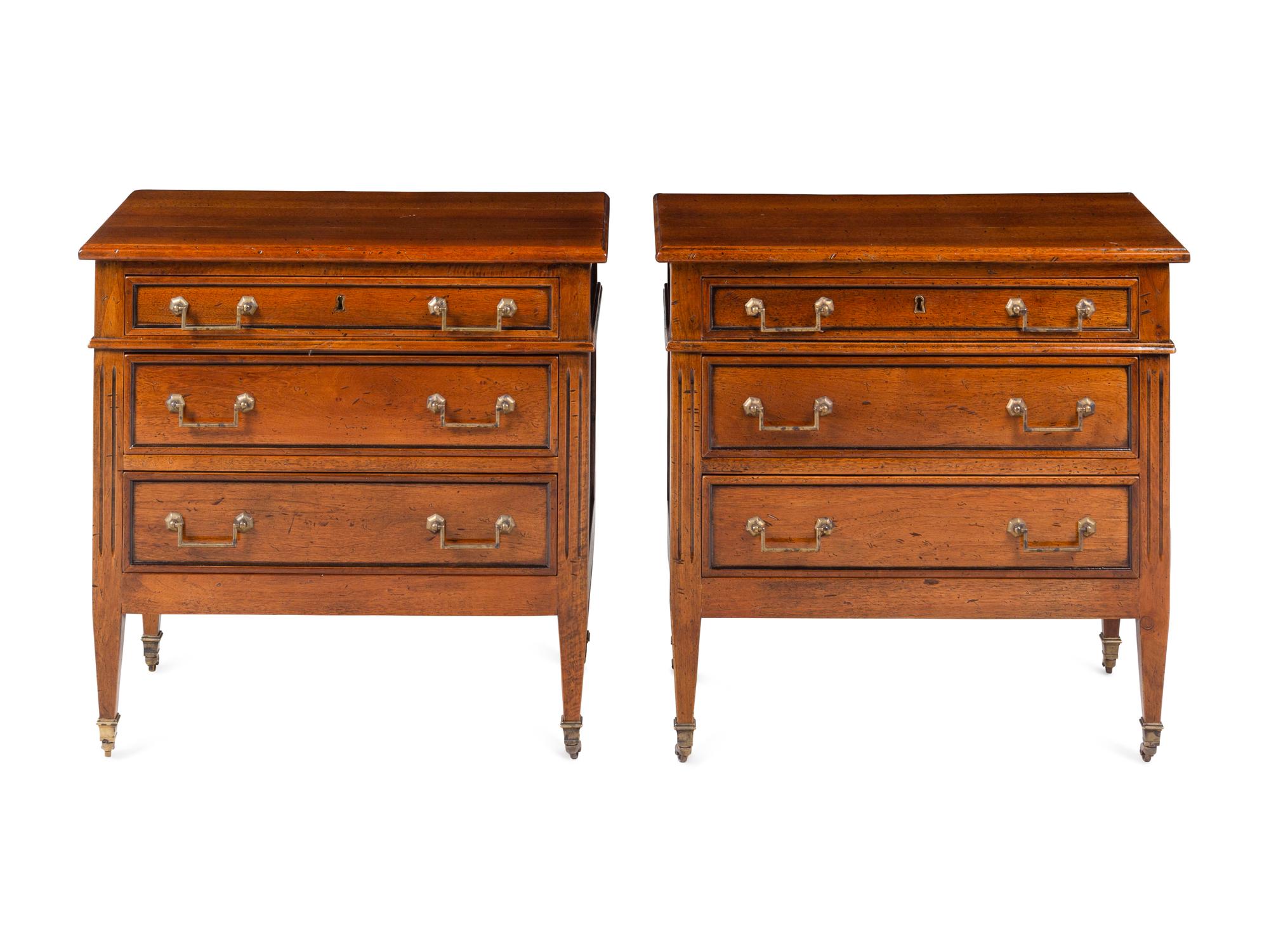 A Pair of Directoire Style Walnut Small Commodes