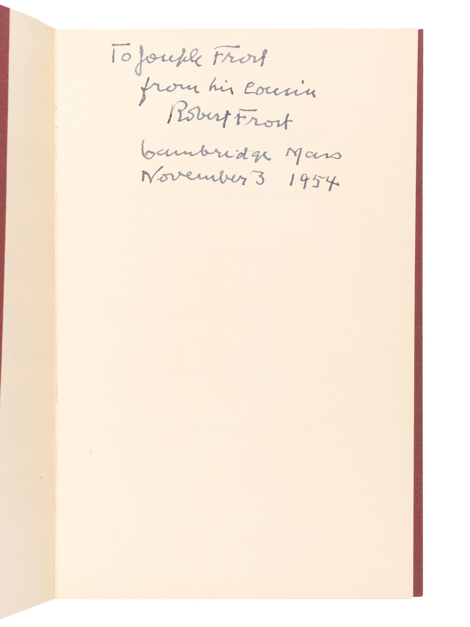 FROST, Robert (1874-1963). A Sermon. New York: The Spiral Press, 1947.