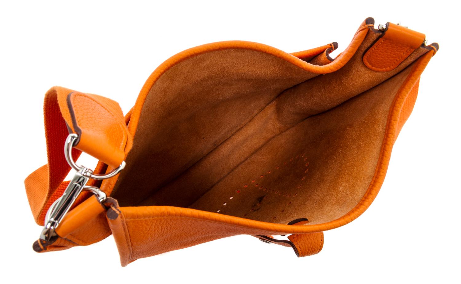 An Hermes Orange Evelyne III PM Handbag, 11.25" x 12" x 2.5".