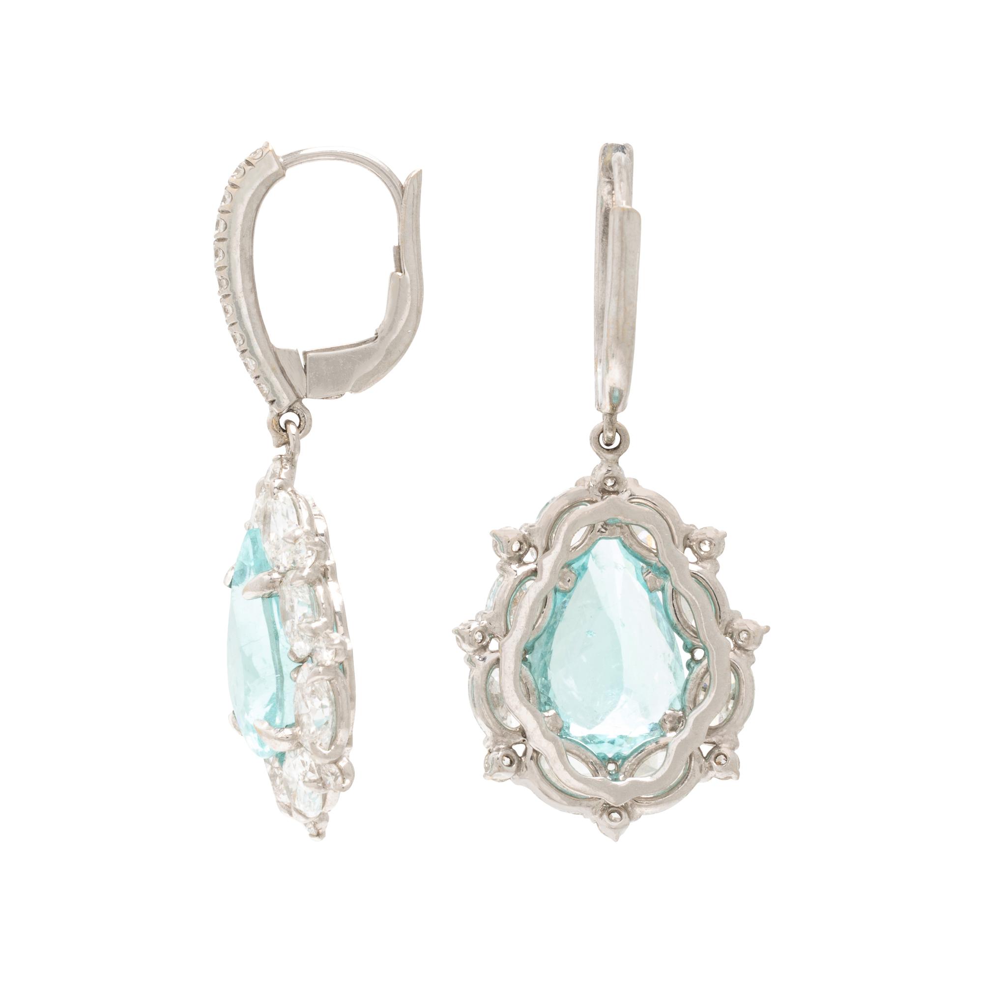 Paraiba-Type Tourmaline and Diamond Earrings