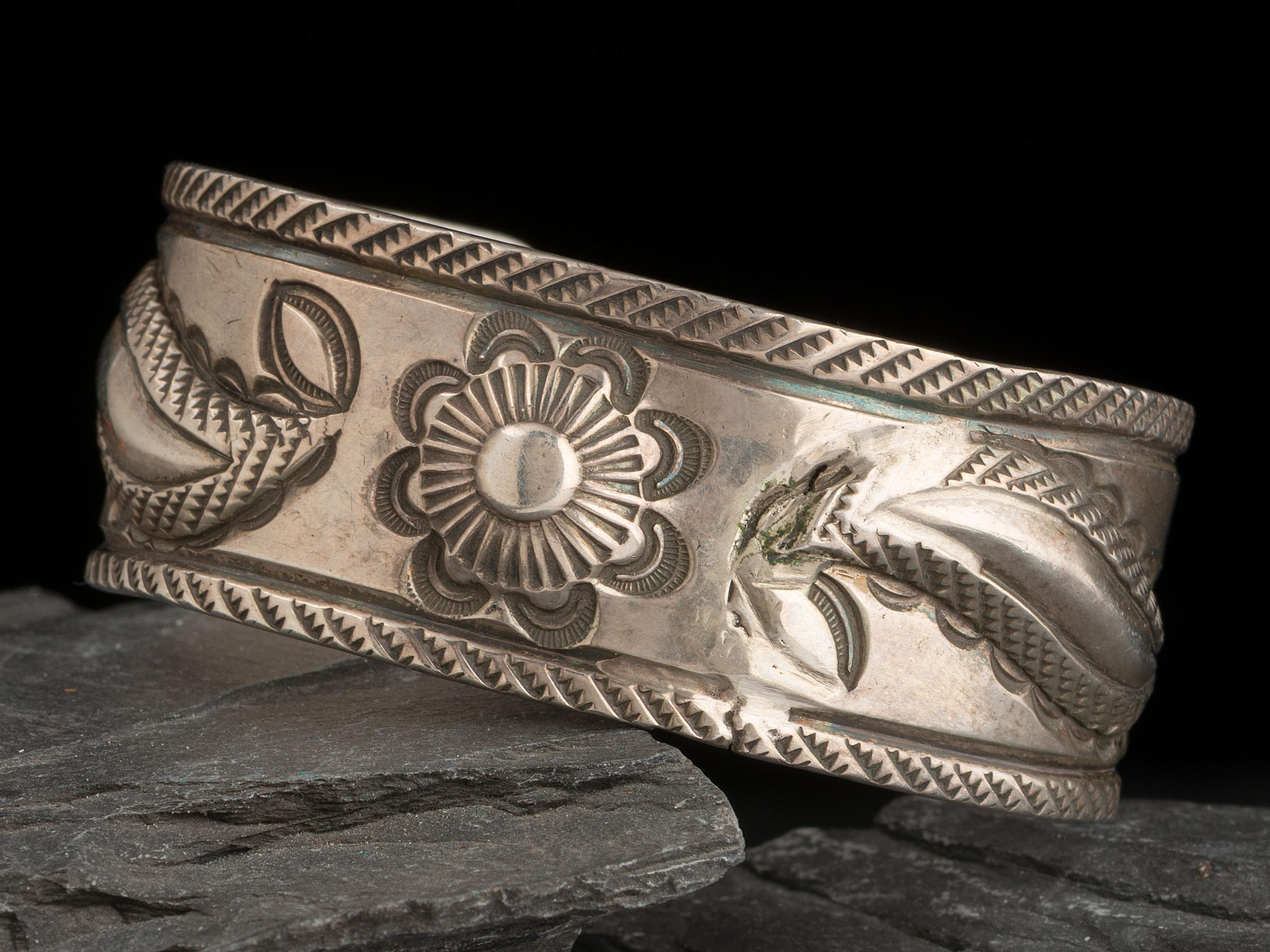 Navajo Stamped and Chiseled Ingot Cuff Bracelet