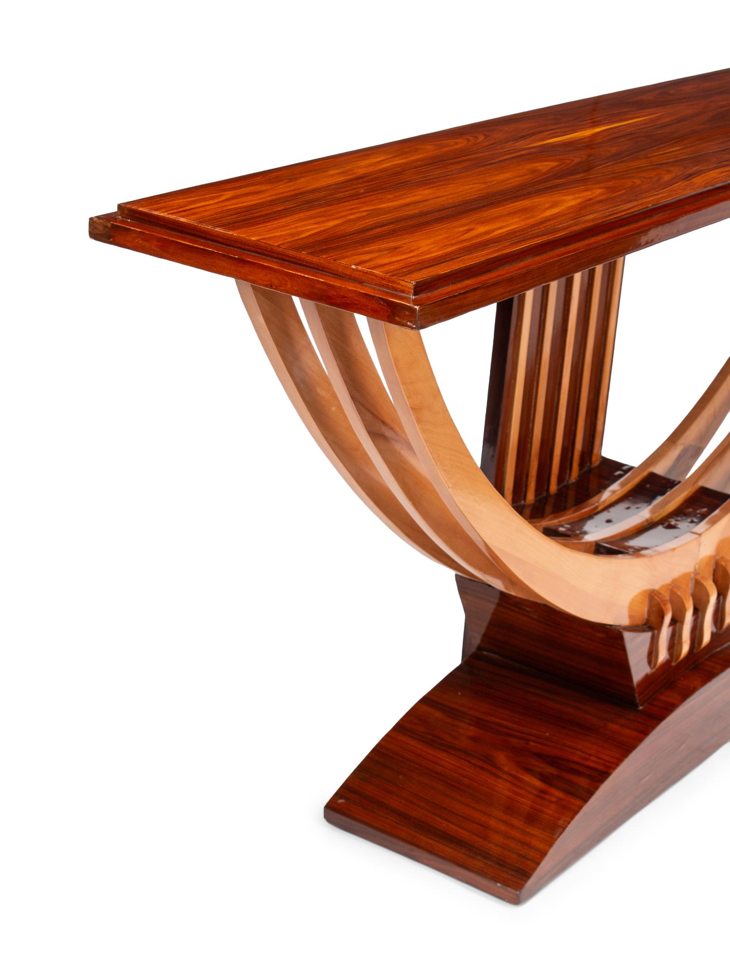 A Pair of Large Art Deco Style Two-Tone Console Tables