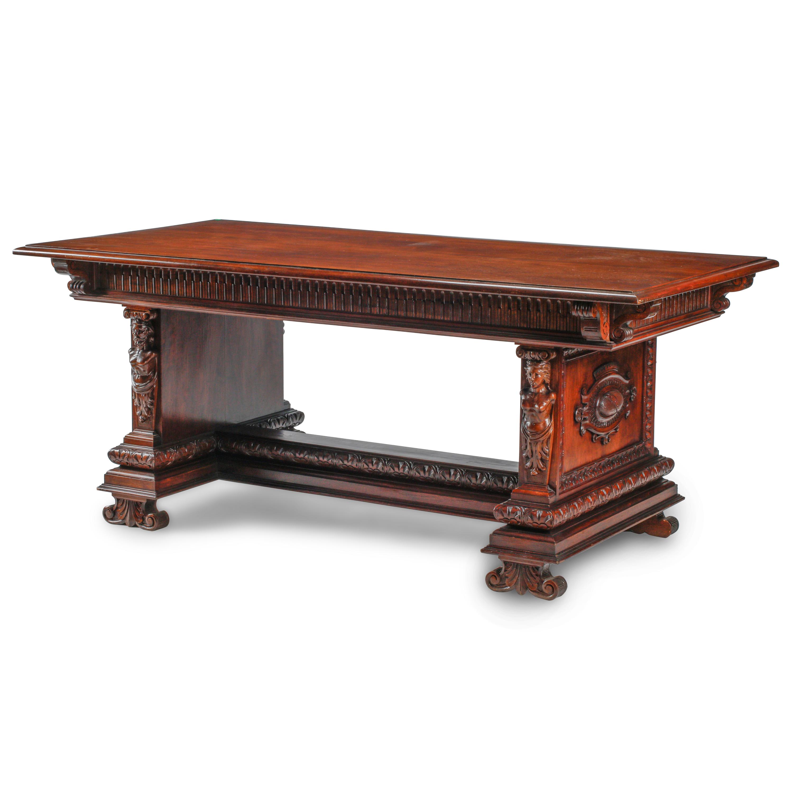 An Italian Renaissance Style Walnut Library Table