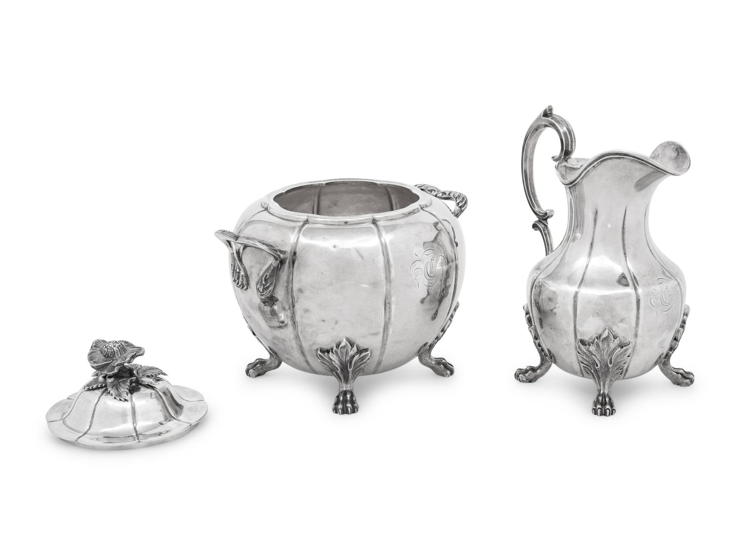 An American Coin Silver Creamer and Covered Sugar Set