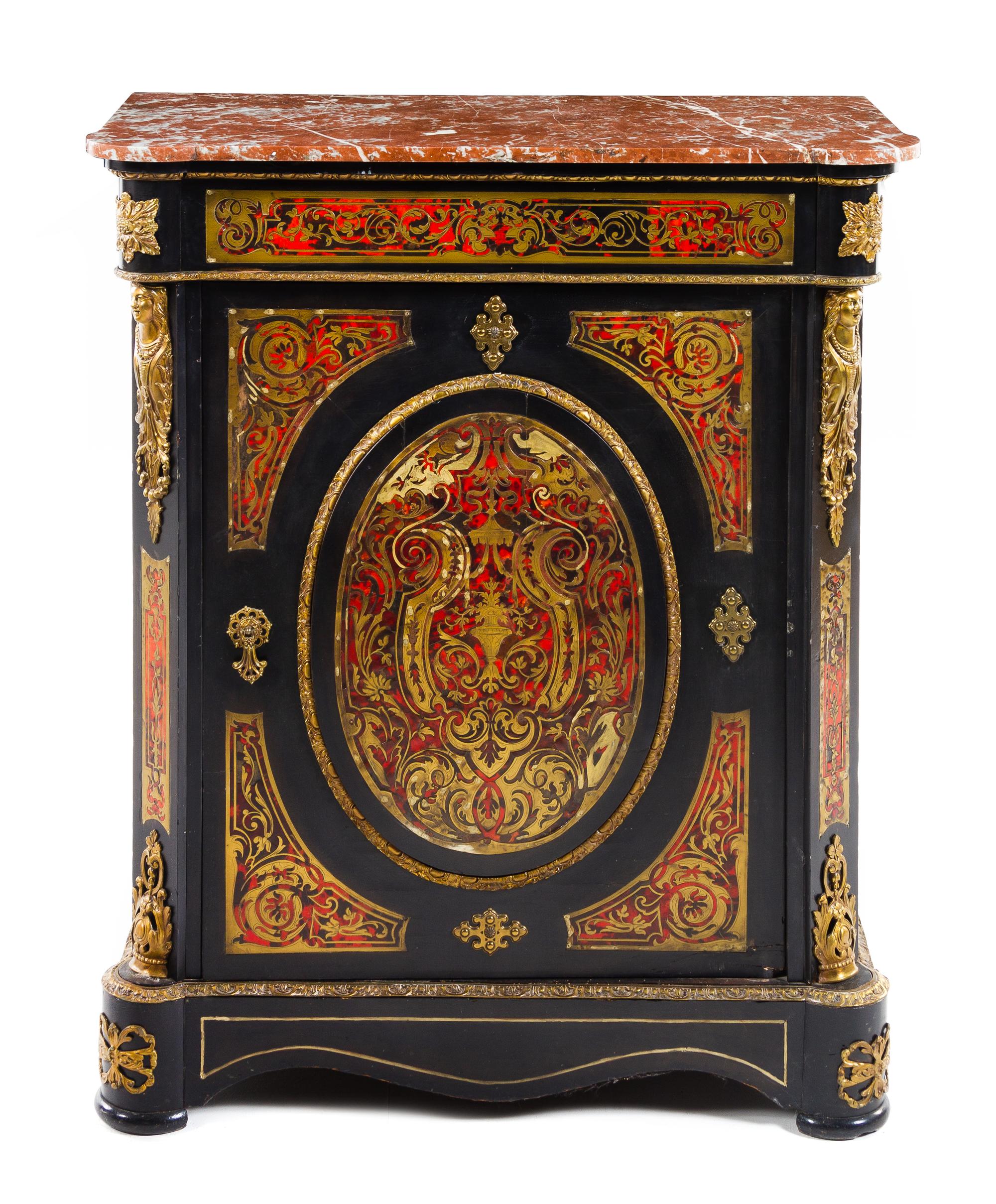 A Napoleon III Style Boulle Marquetry Cabinet Height 41 x width 33 1/2 x depth 16 5/8 inches. — LATE 19TH/EARLY 20TH CENTURY