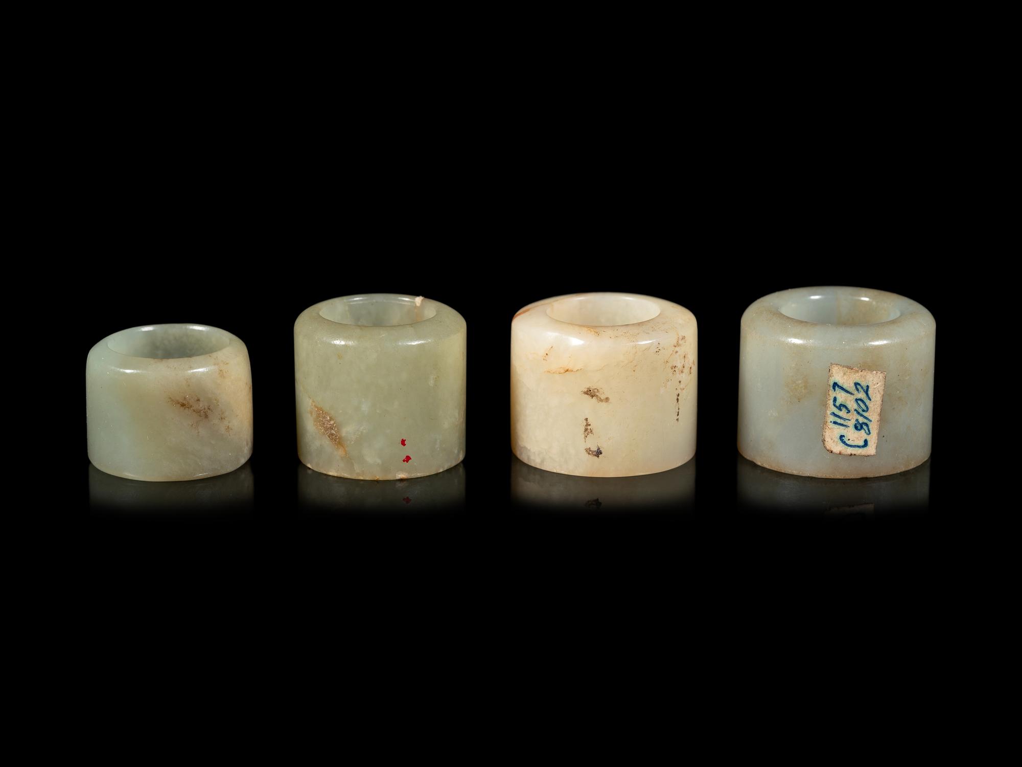 Four Celadon Jade Archer's Rings