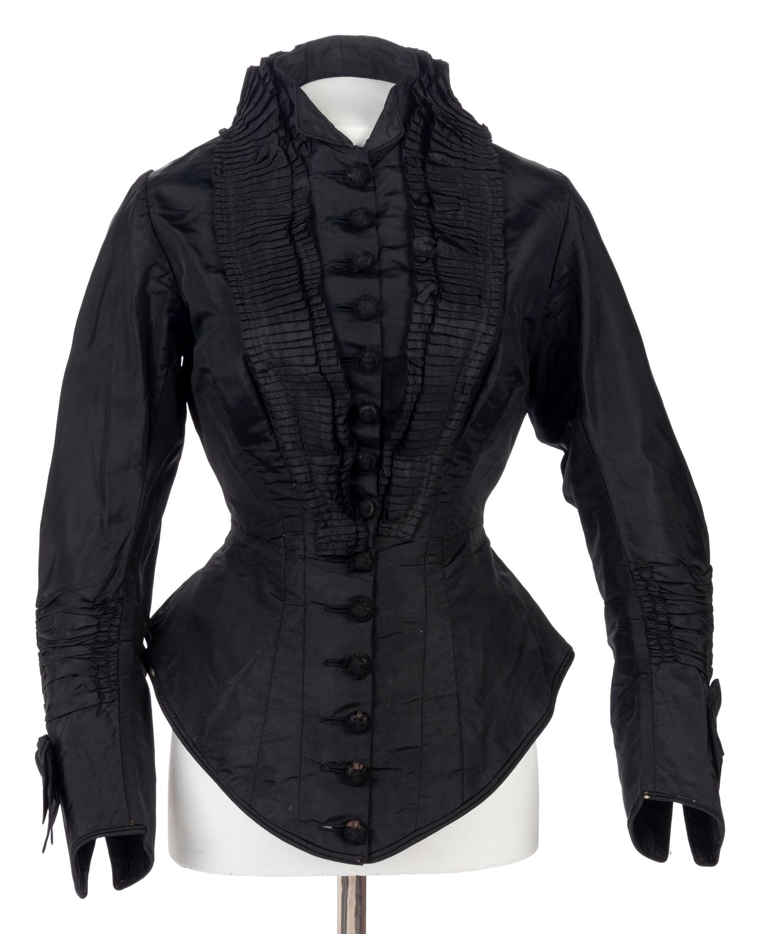 Two Silk Taffeta Evening Bodices, 1880s