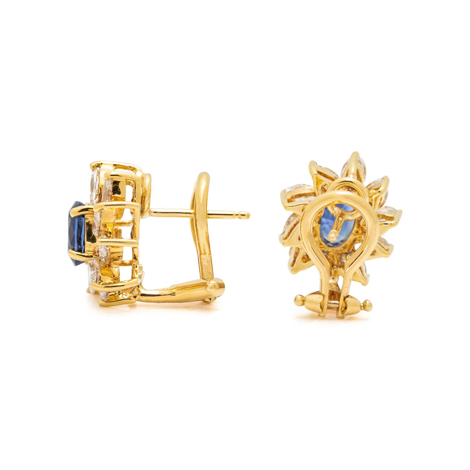 TIFFANY & CO., SAPPHIRE, AND DIAMOND CLUSTER EARRINGS